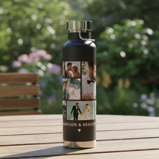 WEDD Bride & Groom Multi Foto Collage Moderne Trinkflasche