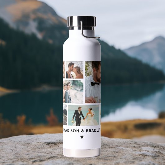 WEDD Bride & Groom Multi Foto Collage Moderne Trinkflasche