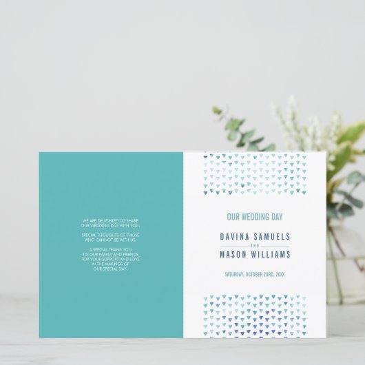 WEDD CEREMONY PROGRAMM boho Muster blau (Stehend Vorderseite)