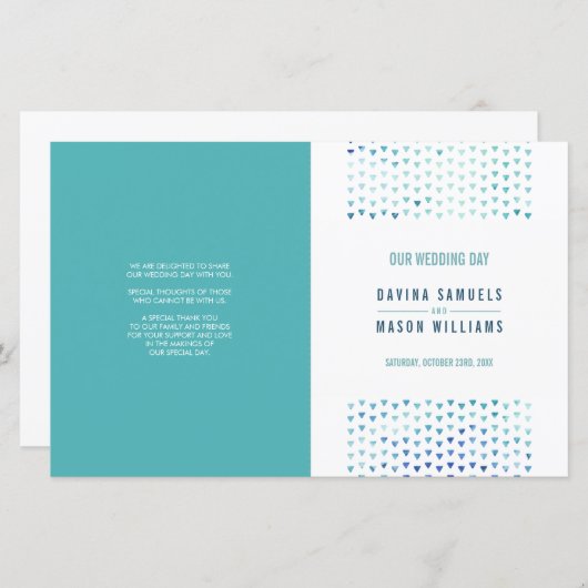 WEDD CEREMONY PROGRAMM boho Muster blau (Vorne/Hinten)