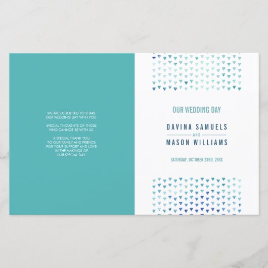 WEDD CEREMONY PROGRAMM boho Muster blau (Vorderseite)