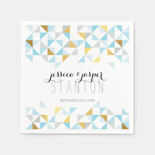 WEDD DECOR Dreieck Aztec Geo Muster blaues Gold Serviette