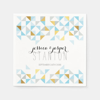 WEDD DECOR Dreieck Aztec Geo Muster blaues Gold Serviette