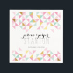 WEDD DECOR Dreieck Aztec Geo Muster rosa Minze Serviette<br><div class="desc">Ein super niedliches, modernes Design mit dem beliebten dreieckigen geometrischen Muster, um passende NAPKINS für Ihren Empfang zu erstellen.Setup als Vorlage ist es einfach für Sie, Ihre eigenen Details hinzuzufügen, oder drücken Sie die Schaltfläche Anpassen und Sie können Text, Schriftart, Größen etc> TIP: 1 hinzufügen oder ändern. Um die Größe...</div>