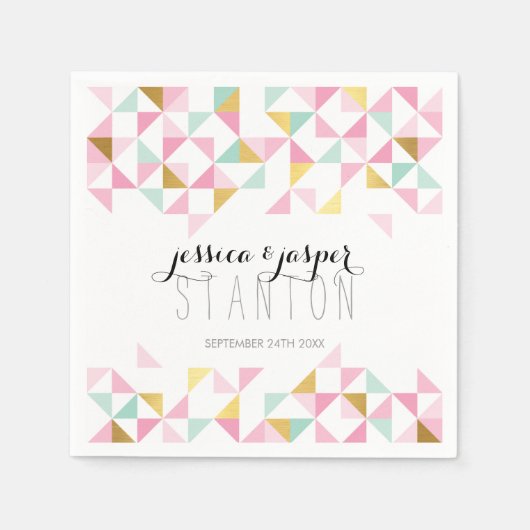WEDD DECOR Dreieck Aztec Geo Muster rosa Minze Serviette (Vorderseite)