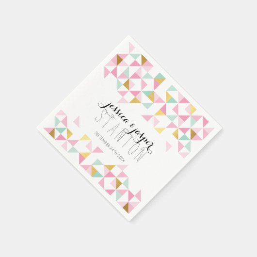 WEDD DECOR Dreieck Aztec Geo Muster rosa Minze Serviette (Ecke)