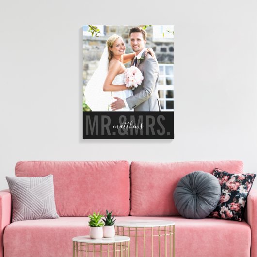 WEDD FOTO DATUM mr und mrs monochrome schwarz Leinwanddruck (Insitu (Wohnzimmer))
