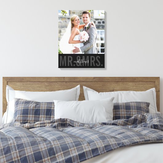 WEDD FOTO DATUM mr und mrs monochrome schwarz Leinwanddruck (Insitu (Schlafzimmer))