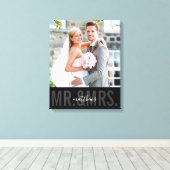 WEDD FOTO DATUM mr und mrs monochrome schwarz Leinwanddruck (Insitu (Holzboden))