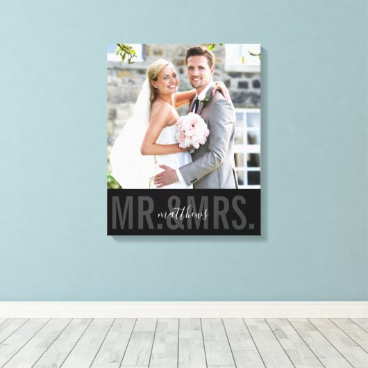 WEDD FOTO DATUM mr und mrs monochrome schwarz Leinwanddruck (Insitu (Holzboden))