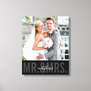 WEDD FOTO DATUM mr und mrs monochrome schwarz Leinwanddruck