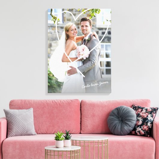 WEDD FOTO niedliche, handgezeichnete Herzüberlager Leinwanddruck (Insitu (Wohnzimmer))