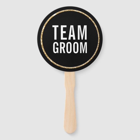 WEDD FOTO PROP Modernes Schwarz-weißes Gold Fächer (Vorderseite)