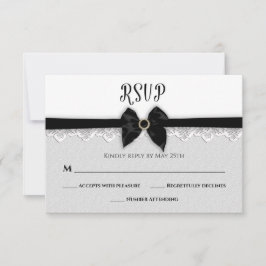 WEDD, Imitate Schwarzer Bogen/Band/Juwel Button, e RSVP Karte