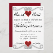 WEDD INVITATION Elegantes modernes Rotes Herz Einladung (Vorne/Hinten)