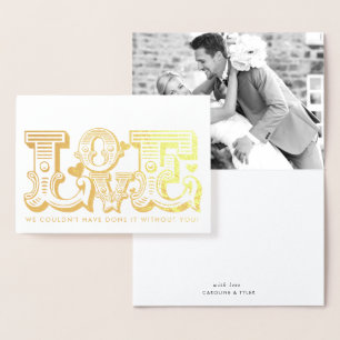 WEDD LIEBE neuverheiratetes Foto Vintage Typografi Folienkarte
