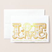 WEDD LIEBE neuverheiratetes Foto Vintage Typografi Folienkarte (Vorderseite mit Umschlag)