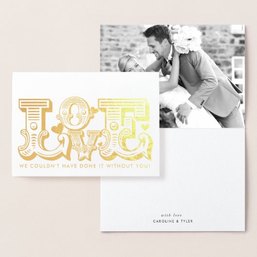 WEDD LIEBE neuverheiratetes Foto Vintage Typografi Folienkarte (Anzeige)