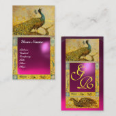 WEDD LIEBE PEACOCK MONOGRAM Gelb rosa Amethyste Visitenkarte (Vorne/Hinten)