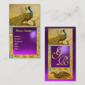 WEDD LIEBE PEACOCK MONOGRAM lila Amethyste Visitenkarte (Vorne/Hinten)