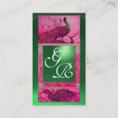 WEDD LIEBE PEACOCK MONOGRAM rosa grüne Jade Visitenkarte (Rückseite)