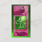WEDD LIEBE PEACOCK MONOGRAM rosa grünen Smaragd Visitenkarte (Rückseite)