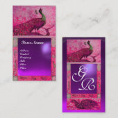 WEDD LIEBE PEACOCK MONOGRAM rosa lila Amethyste Visitenkarte (Vorne/Hinten)