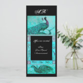 WEDD LIEBE PEACOCKS MONOGRAMM Blau Einladung (Stehend Vorderseite)