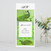 WEDD LIEBE PEACOCKS MONOGRAMM grün weiß Einladung (Stehend Vorderseite)