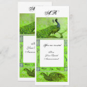WEDD LIEBE PEACOCKS MONOGRAMM grün weiß Einladung (Vorne/Hinten)