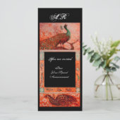 WEDD LIEBE PEACOCKS MONOGRAMM Rot Orange Einladung (Stehend Vorderseite)