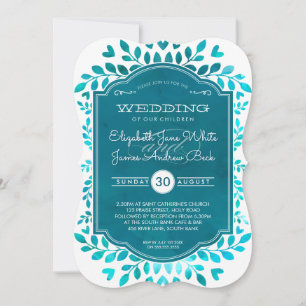 WEDD moderne botanische Aqua aquamarin blaue Aquar Einladung