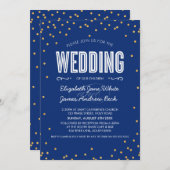 WEDD niedlicher Glitzer Konfetti dunkelblau Einladung (Vorne/Hinten)