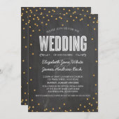 WEDD niedlicher Glitzer Konfetti Kalkboard grau Einladung (Vorne/Hinten)