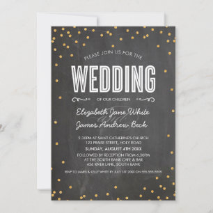 WEDD niedlicher Glitzer Konfetti Kalkboard grau Einladung