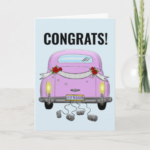 WEDD NUR VERHEIRATET RETRO AUTO GREETING CARD KARTE