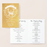WEDD-PROGRAMM Boho Deer Antler Forest Typografy Folienkarte<br><div class="desc">WEDDING PROGRAMM Typografie Gold Foil Boho Deer Antler Forest Bohemisch Wedding Order of Service</div>