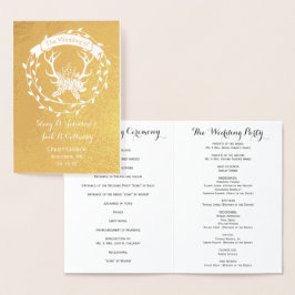 WEDD-PROGRAMM Boho Deer Antler Forest Typografy Folienkarte