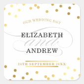 WEDD SIEGEL schicke minimalistische moderne Goldko Quadratischer Aufkleber (Vorderseite)