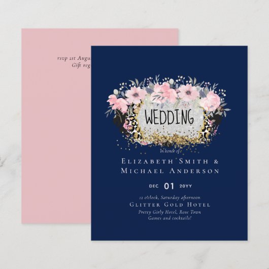 WEDD - Silver Rosegold Floral Girly Glitzer (Vorne/Hinten)