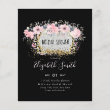 WEDD - Silver Rosegold Floral Girly Glitzer