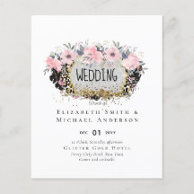 WEDD - Silver Rosegold Floral Girly Glitzer