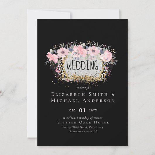 WEDD - Silver Rosegold Floral Girly Glitzer (Vorderseite)