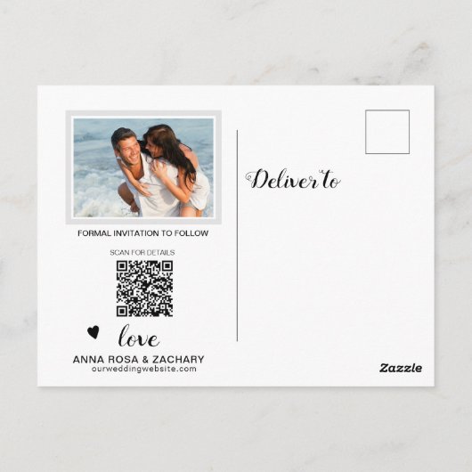 *~* WEDD SPEICHERN - Website QR Modernes AR6 Postkarte (Rückseite)
