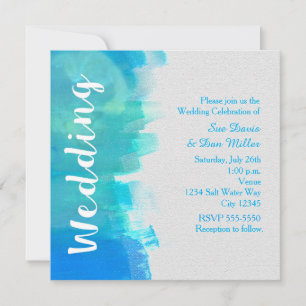 WEDD Watercolor Beach Tropical Blue Einladung