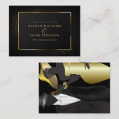 WEDD-WEBSITE | Eleganter Schwarz-Gold-Glitzer Visitenkarte (Vorne/Hinten)