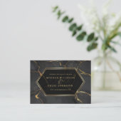 WEDD-WEBSITE | Eleganter Schwarz-Gold-Marmor Visitenkarte (Stehend Vorderseite)