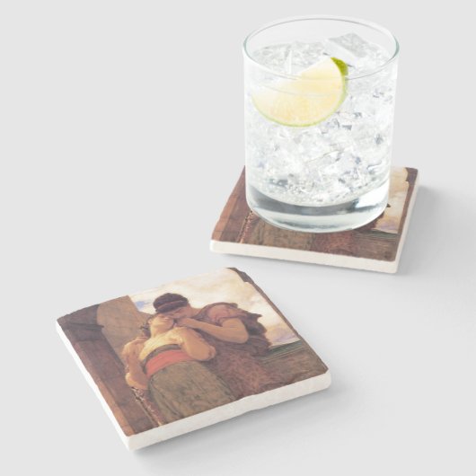 Wedded Bliss (von Frederic Leighton) Steinuntersetzer (Seitenansicht)