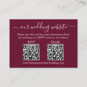 Wedding 2 QR UAWG Details Foto Burgundy Begleitkarte (Vorderseite)