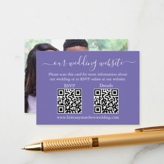 Wedding 2 QR UAWG Details Foto Periwinkle Begleitkarte (Vorderseite/Rückseite Beispiel)